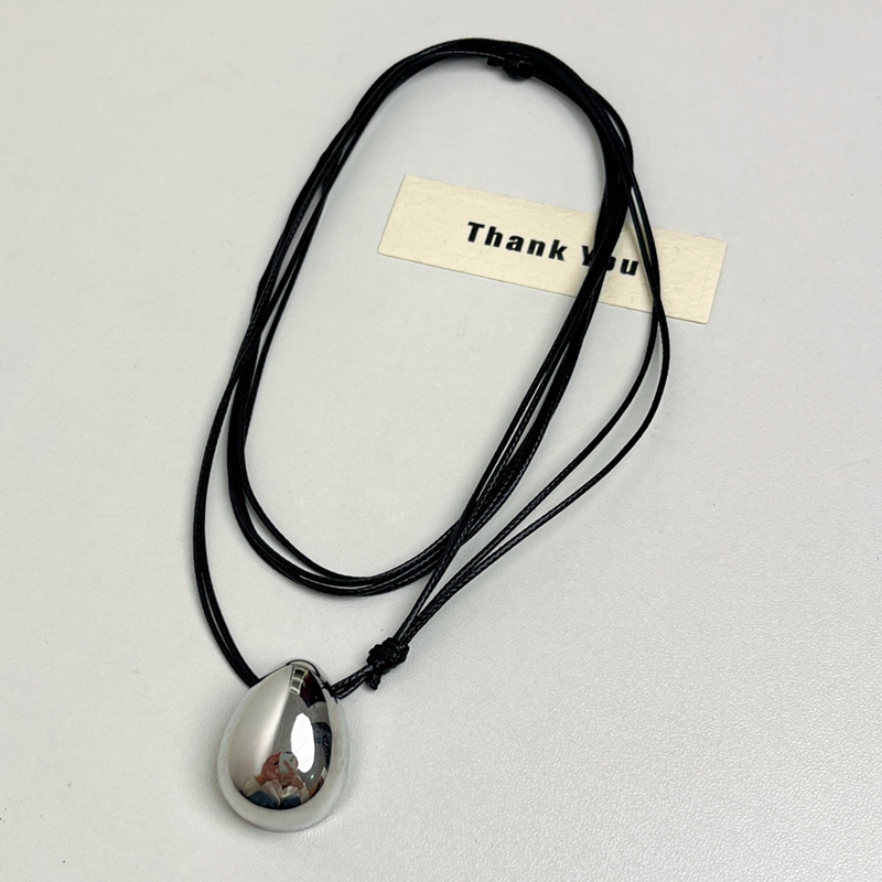 2025 Autumn Winter Water Drop Double Layer Wax Rope Long Necklace for Women, Retro Layered Sweater Chain, Light Luxury Fashion 2025 Autumn Winter Water Drop Double Layer Wax Rope Long Necklace for Women, Retro Layered Sweater Chain, Light Luxury Fashion