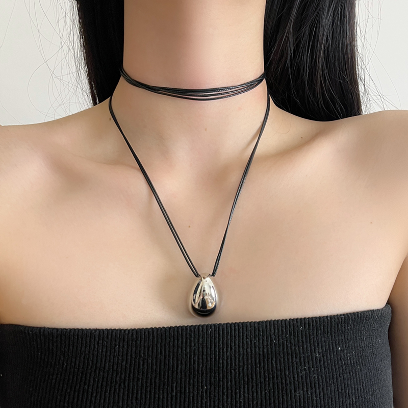 2025 Autumn Winter Water Drop Double Layer Wax Rope Long Necklace for Women, Retro Layered Sweater Chain, Light Luxury Fashion 2025 Autumn Winter Water Drop Double Layer Wax Rope Long Necklace for Women, Retro Layered Sweater Chain, Light Luxury Fashion