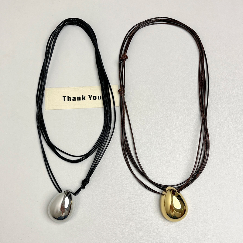 2025 Autumn Winter Water Drop Double Layer Wax Rope Long Necklace for Women, Retro Layered Sweater Chain, Light Luxury Fashion 2025 Autumn Winter Water Drop Double Layer Wax Rope Long Necklace for Women, Retro Layered Sweater Chain, Light Luxury Fashion