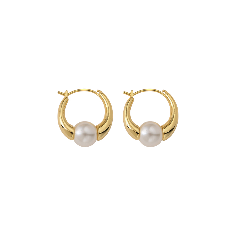 2025 Fashion Pearl Hoop Earrings for Women, Simple Versatile Ear Clips, French High-End Quality, Elegant Style 2025 Fashion Pearl Hoop Earrings for Women, Simple Versatile Ear Clips, French High-End Quality, Elegant Style