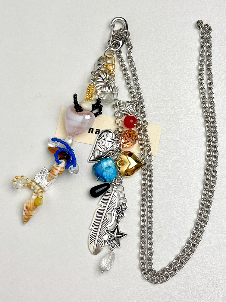 2025 Handmade Color-Block Natural Stone Beaded Long Necklace with Pendant Keychain Bag Charm for Women 2025 Handmade Color-Block Natural Stone Beaded Long Necklace with Pendant Keychain Bag Charm for Women