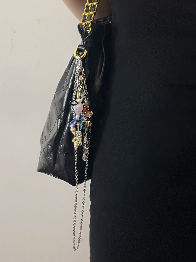 2025 Handmade Color-Block Natural Stone Beaded Long Necklace with Pendant Keychain Bag Charm for Women 2025 Handmade Color-Block Natural Stone Beaded Long Necklace with Pendant Keychain Bag Charm for Women