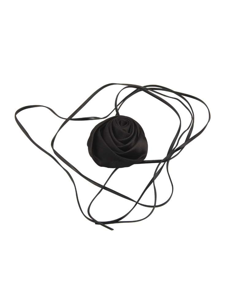 2025 Handmade Retro Rose Flower Choker Necklace & Wrist Chain Set - Stylish Silk Accessory for Internet Celebrities 2025 Handmade Retro Rose Flower Choker Necklace & Wrist Chain Set - Stylish Silk Accessory for Internet Celebrities