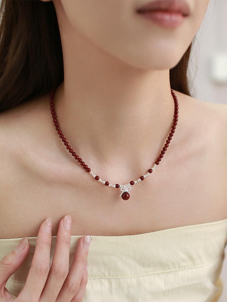 2025 New Chinese-Style Red Beaded Necklace for Women, High-End Light Luxury Clavicle Chain, Trendy Fashion Accessory 2025 New Chinese-Style Red Beaded Necklace for Women, High-End Light Luxury Clavicle Chain, Trendy Fashion Accessory