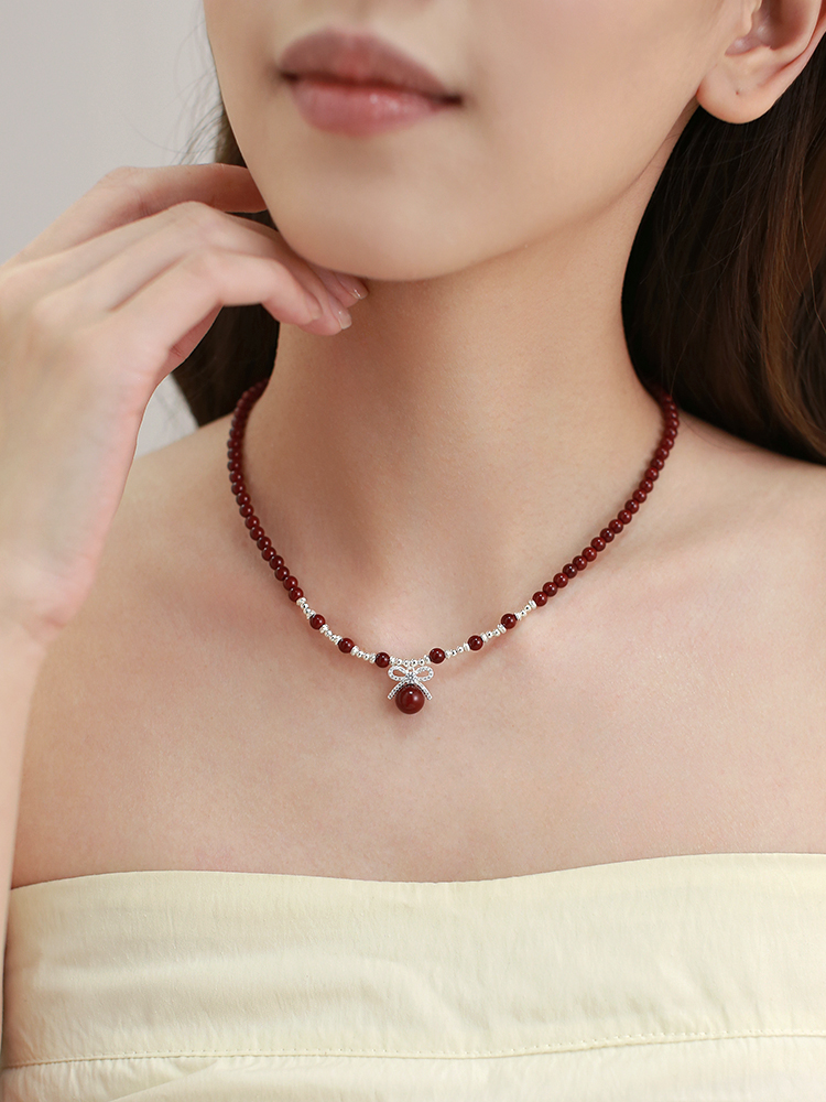 2025 New Chinese-Style Red Beaded Necklace for Women, High-End Light Luxury Clavicle Chain, Trendy Fashion Accessory 2025 New Chinese-Style Red Beaded Necklace for Women, High-End Light Luxury Clavicle Chain, Trendy Fashion Accessory