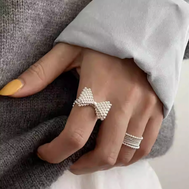 2025 New Style 3D Bubble Bow Ring for Women, Korean Niche Design, Trendy Open Finger Ring, Versatile Fashion Accessory 2025 New Style 3D Bubble Bow Ring for Women, Korean Niche Design, Trendy Open Finger Ring, Versatile Fashion Accessory