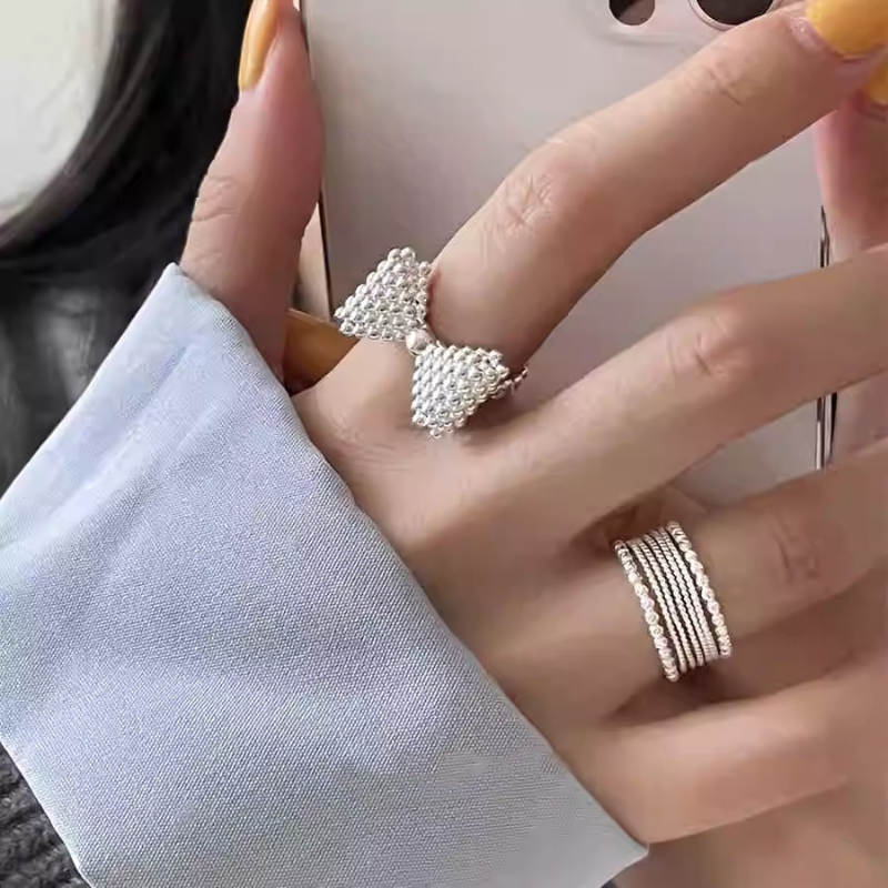 2025 New Style 3D Bubble Bow Ring for Women, Korean Niche Design, Trendy Open Finger Ring, Versatile Fashion Accessory 2025 New Style 3D Bubble Bow Ring for Women, Korean Niche Design, Trendy Open Finger Ring, Versatile Fashion Accessory