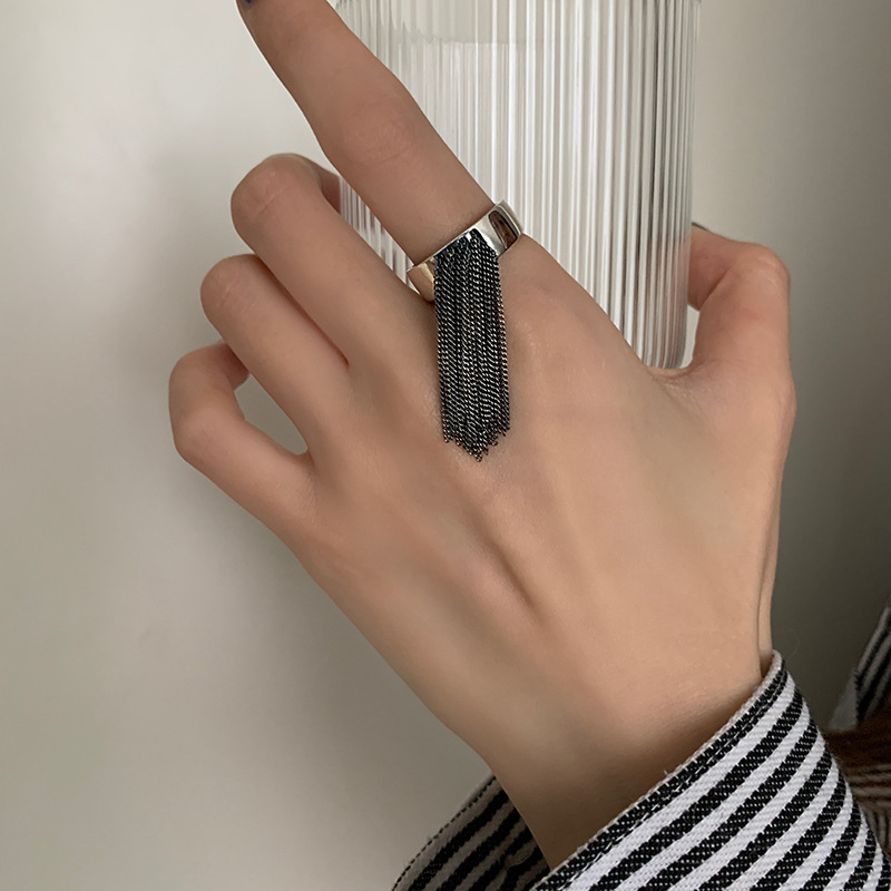 2025 Retro Korean-Style Vintage Tassel Open Ring for Women - Exaggerated Personality, Versatile Party Jewelry, Instagram-Ready 2025 Retro Korean-Style Vintage Tassel Open Ring for Women - Exaggerated Personality, Versatile Party Jewelry, Instagram-Ready