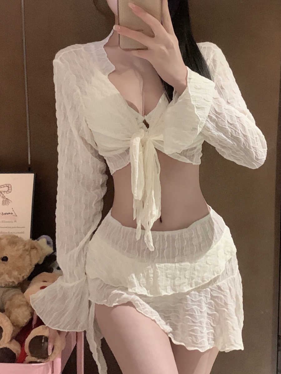 2025 Slimming Conservative Four-Piece Bikini Swimsuit Set for Women - Sexy, Separate Design for Small Bust, Perfect for Vacation & Hot Spring 2025 Slimming Conservative Four-Piece Bikini Swimsuit Set for Women - Sexy, Separate Design for Small Bust, Perfect for Vacation & Hot Spring