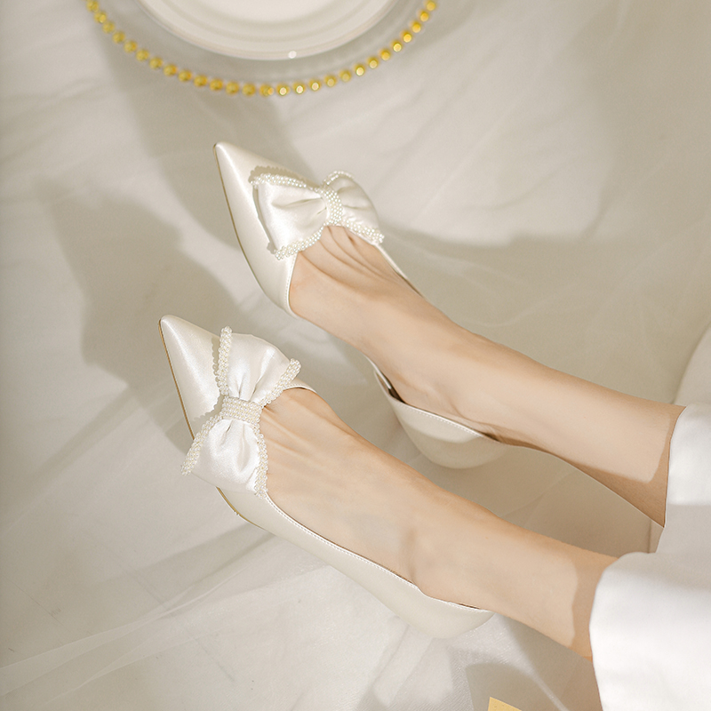 2025 Spring Summer Wedding Shoes Bow High Heels & Low-Heeled Flats for Brides & Bridesmaids - Comfortable Stylish Footwear 2025 Spring Summer Wedding Shoes Bow High Heels & Low-Heeled Flats for Brides & Bridesmaids - Comfortable Stylish Footwear