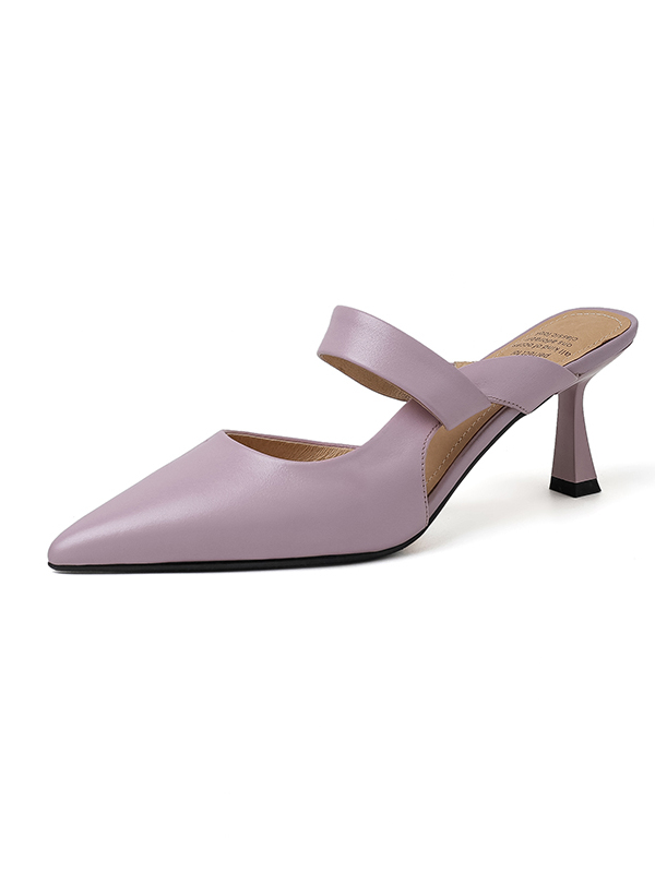 2025 Spring/Summer Korean-Style Pointed-Toe Backless Stiletto High Heels - Closed-Toe Half Slippers in Sheepskin with One-Strap Design 2025 Spring/Summer Korean-Style Pointed-Toe Backless Stiletto High Heels - Closed-Toe Half Slippers in Sheepskin with One-Strap Design