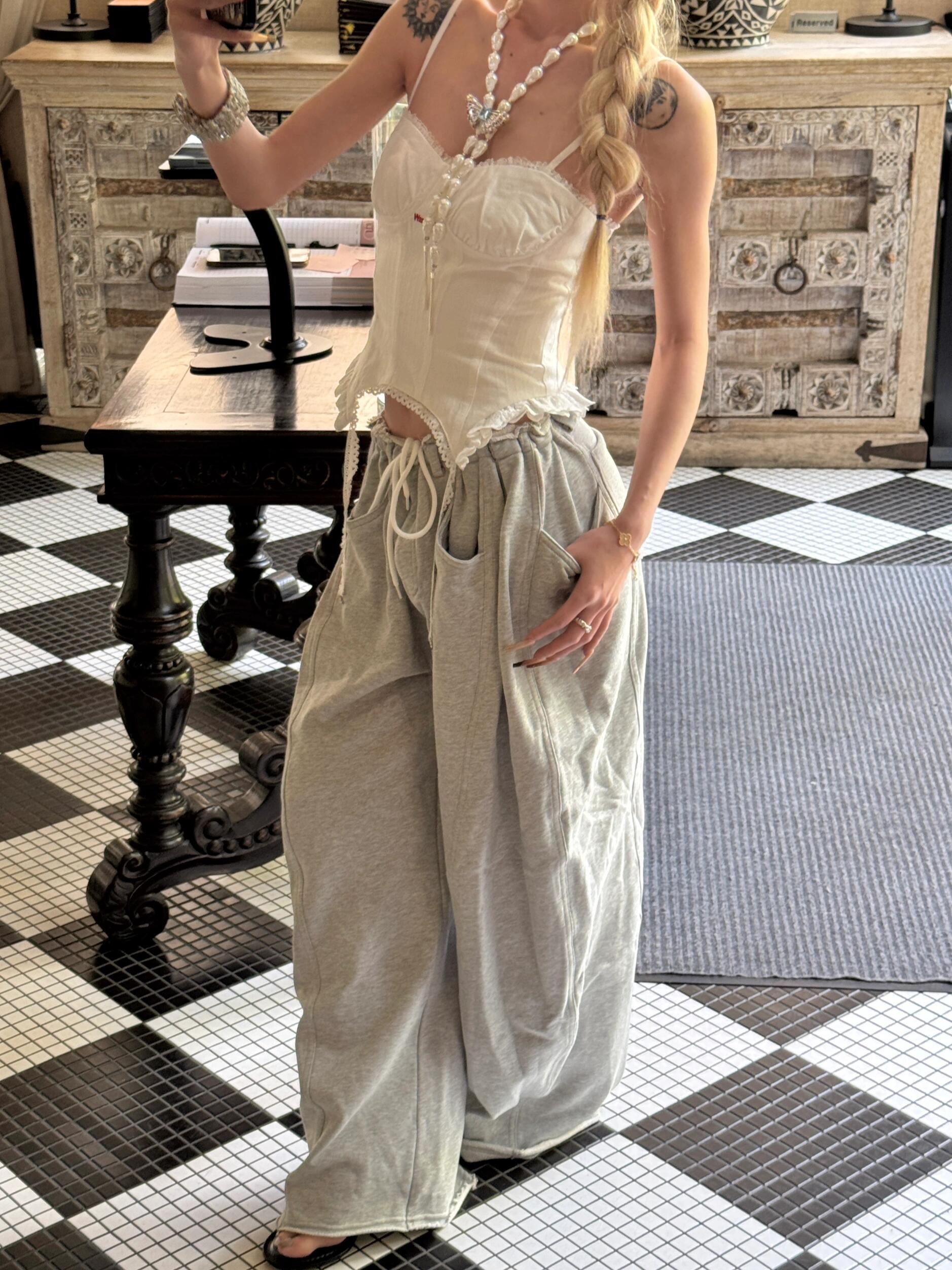 2025 Summer American-Style Lace Trim Camisole for Women - Spicy Girl Irregular Outerwear Top, Waist-Cinching & Slimming