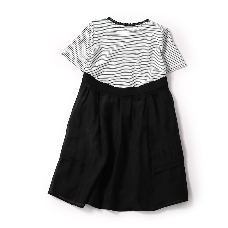 2025 Summer Korean Style Round Neck Spliced Striped Lace Rhinestone Casual Dress for Women - Trendy Fashion Statement 2025 Summer Korean Style Round Neck Spliced Striped Lace Rhinestone Casual Dress for Women - Trendy Fashion Statement