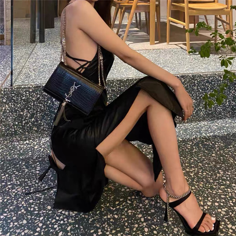 2025 Summer Open-Toe Sandals for Women - Sexy One-Strap Thin Heel High Heels, European and American Style, Niche Design