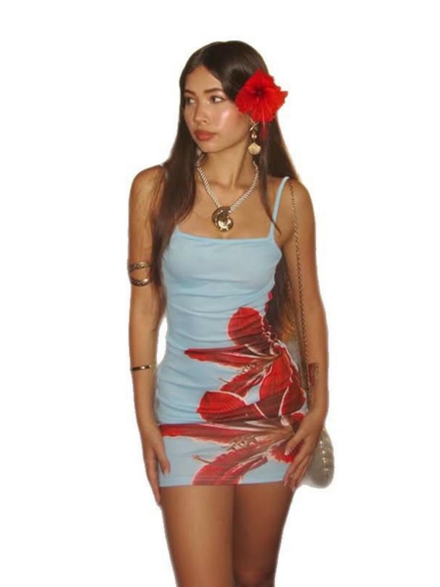 2025 Summer Sexy Strapless Floral Print Bodycon Midi Dress - European and American Style Color-Blocking Fashion 2025 Summer Sexy Strapless Floral Print Bodycon Midi Dress - European and American Style Color-Blocking Fashion