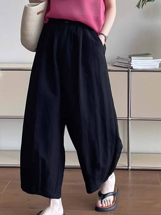 2025 Summer Women's Loose-Fitting Wide-Leg Balloon Pants, Casual Elastic Waist, Lightweight Trendy Trousers 2025 Summer Women's Loose-Fitting Wide-Leg Balloon Pants, Casual Elastic Waist, Lightweight Trendy Trousers