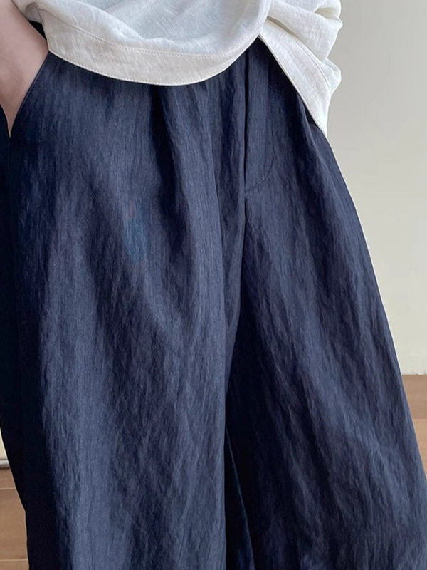 2025 Summer Women's Loose-Fitting Wide-Leg Balloon Pants, Casual Elastic Waist, Lightweight Trendy Trousers