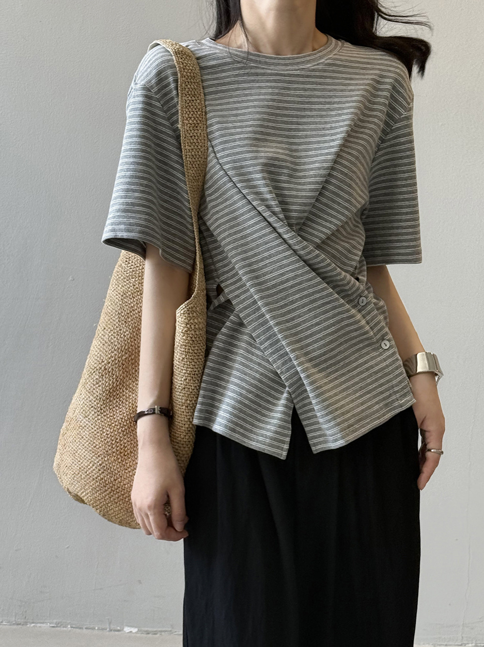 2025 Summer Women's Slim-Fit Striped Short Sleeve T-Shirt - Unique French Style Waist-Defining Casual Top 2025 Summer Women's Slim-Fit Striped Short Sleeve T-Shirt - Unique French Style Waist-Defining Casual Top