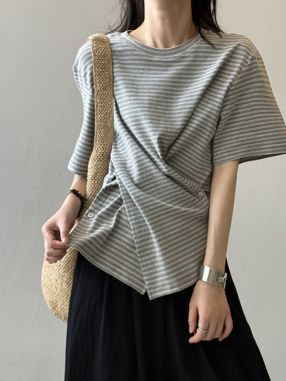 2025 Summer Women's Slim-Fit Striped Short Sleeve T-Shirt - Unique French Style Waist-Defining Casual Top 2025 Summer Women's Slim-Fit Striped Short Sleeve T-Shirt - Unique French Style Waist-Defining Casual Top