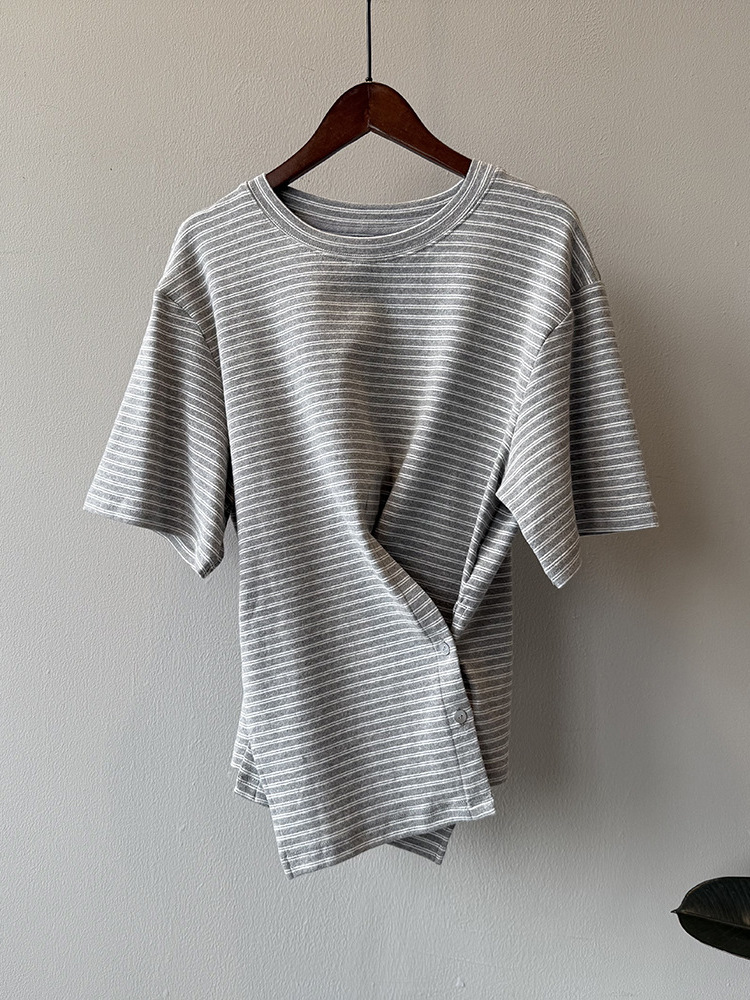 2025 Summer Women's Slim-Fit Striped Short Sleeve T-Shirt - Unique French Style Waist-Defining Casual Top 2025 Summer Women's Slim-Fit Striped Short Sleeve T-Shirt - Unique French Style Waist-Defining Casual Top