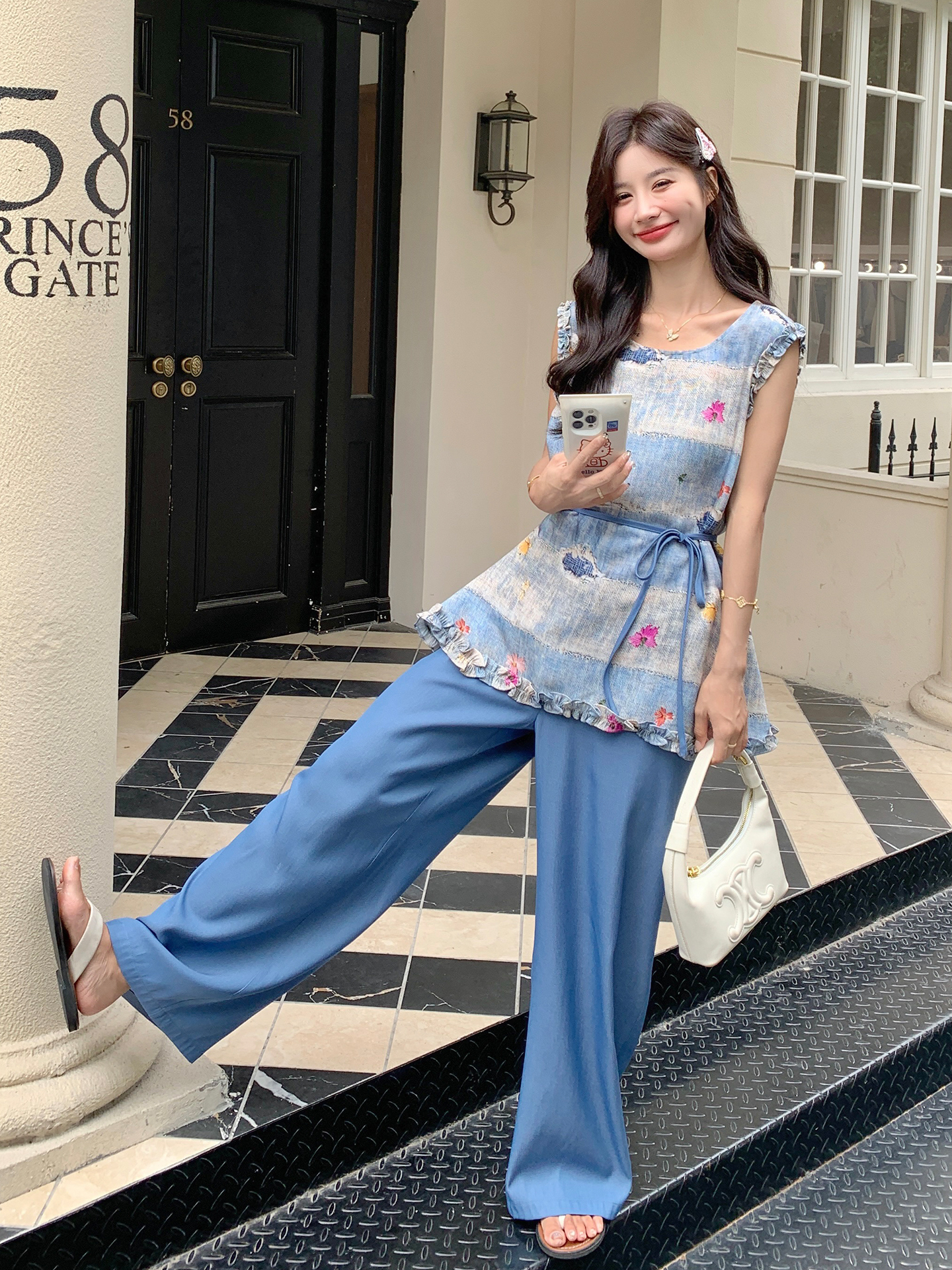 2025 Summer Women's Two-Piece Set - Stylish Sleeveless Tank Top & Wide-Leg Pants, Anti-Aging Design, Trendy Fashion