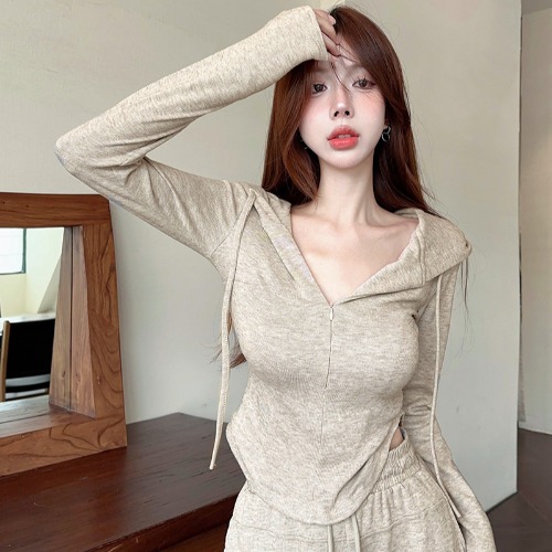 2025 Trendy Street Fashion Casual Hooded Sweatshirt and Wide-Leg Pants Set for Petite Women