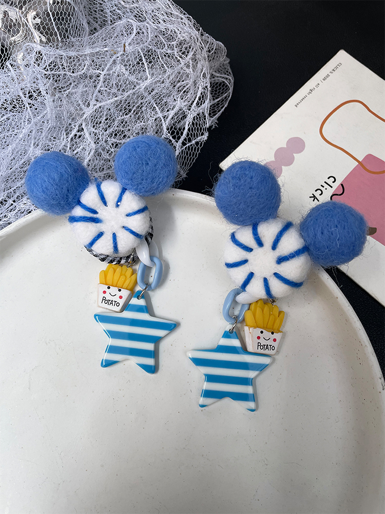 2025 Winter Unique Blue Cartoon Star Earrings for Women - Trendy Cute Accessories for Sweet Cool Style