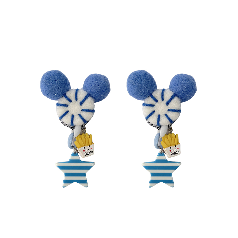 2025 Winter Unique Blue Cartoon Star Earrings for Women - Trendy Cute Accessories for Sweet Cool Style