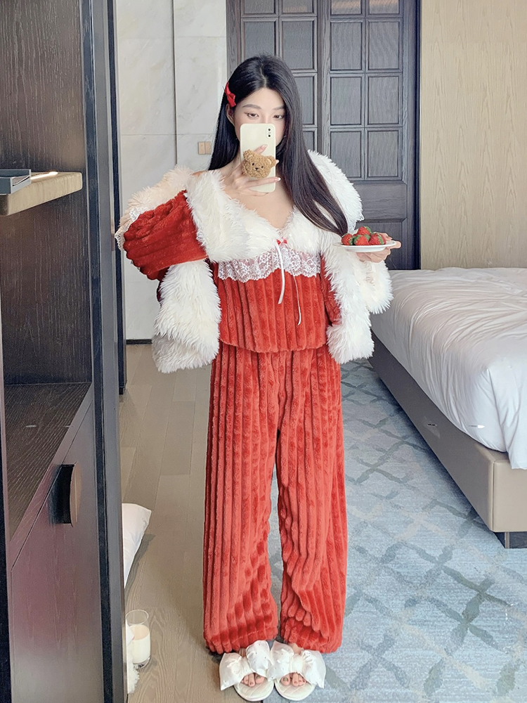 2025 Women's Autumn Winter 3-Piece Coral Fleece Homewear Set - Cozy Christmas Loungewear for Relaxed Style 2025 Women's Autumn Winter 3-Piece Coral Fleece Homewear Set - Cozy Christmas Loungewear for Relaxed Style