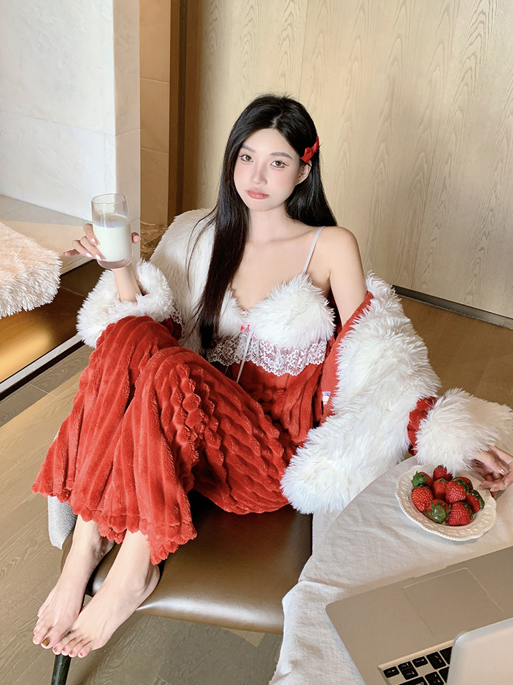 2025 Women's Autumn Winter 3-Piece Coral Fleece Homewear Set - Cozy Christmas Loungewear for Relaxed Style 2025 Women's Autumn Winter 3-Piece Coral Fleece Homewear Set - Cozy Christmas Loungewear for Relaxed Style