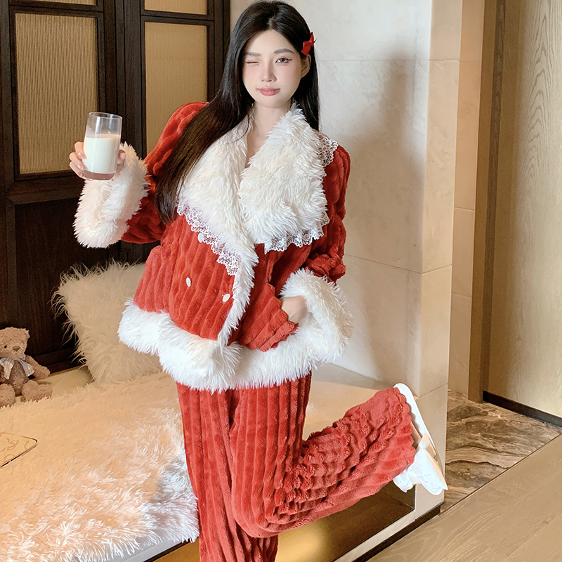 2025 Women's Autumn Winter 3-Piece Coral Fleece Homewear Set - Cozy Christmas Loungewear for Relaxed Style 2025 Women's Autumn Winter 3-Piece Coral Fleece Homewear Set - Cozy Christmas Loungewear for Relaxed Style