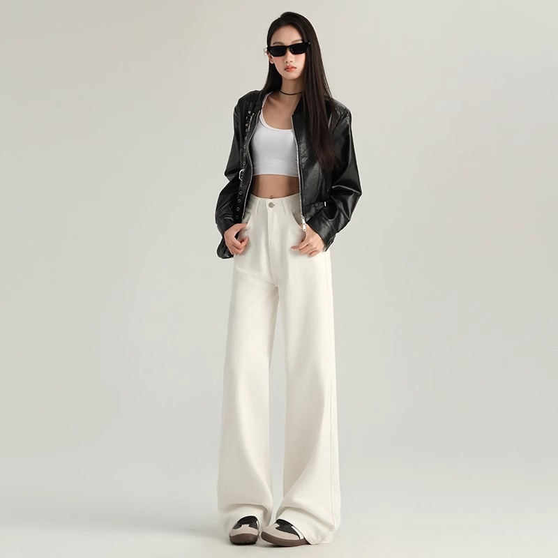 2025 Women's Coffee-Colored Fleece-Lined Wide-Leg Jeans, High-Waisted Slim-Fit, Autumn Winter Fashion, Loose Straight-Leg Pants 2025 Women's Coffee-Colored Fleece-Lined Wide-Leg Jeans, High-Waisted Slim-Fit, Autumn Winter Fashion, Loose Straight-Leg Pants