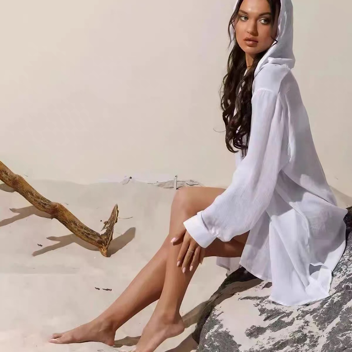 2025 Women's Loose Long Sleeve Sun Protection Hoodie Beach Dress Cover-Up for Swimsuit and Bikini, Casual Summer Style 2025 Women's Loose Long Sleeve Sun Protection Hoodie Beach Dress Cover-Up for Swimsuit and Bikini, Casual Summer Style