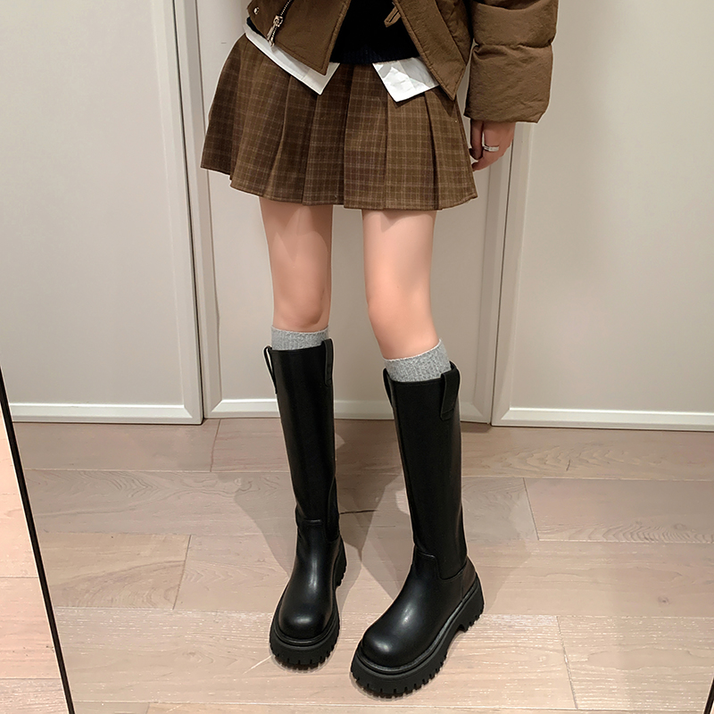 23 Autumn/Winter Women's Western Riding Boots - Thick-Soled Mid-Heel Genuine Leather Round-Toe Long Boots 23 Autumn/Winter Women's Western Riding Boots - Thick-Soled Mid-Heel Genuine Leather Round-Toe Long Boots