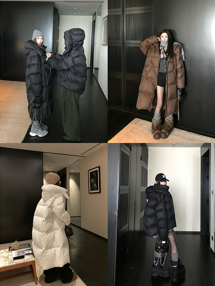 90% White Duck Down Cloud Zero Pressure Hooded Long Knee-Length Winter Down Jacket for Women 90% White Duck Down Cloud Zero Pressure Hooded Long Knee-Length Winter Down Jacket for Women