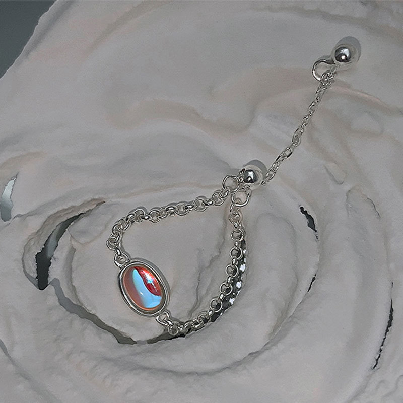 925 Silver Colorful Bead Chain Pull Ring - Women's Minimalist Niche Design Index Finger Ring 2025 Fashion Accessory 925 Silver Colorful Bead Chain Pull Ring - Women's Minimalist Niche Design Index Finger Ring 2025 Fashion Accessory