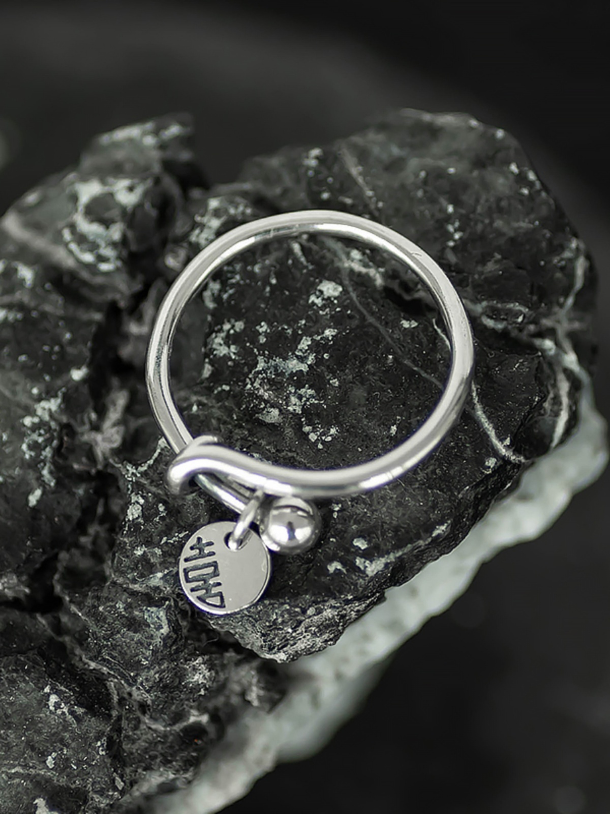 925 Sterling Silver Joy Character Round Pendant Adjustable Open Ring Vintage National Style Couple Gift for Celebrating Good News 925 Sterling Silver Joy Character Round Pendant Adjustable Open Ring Vintage National Style Couple Gift for Celebrating Good News