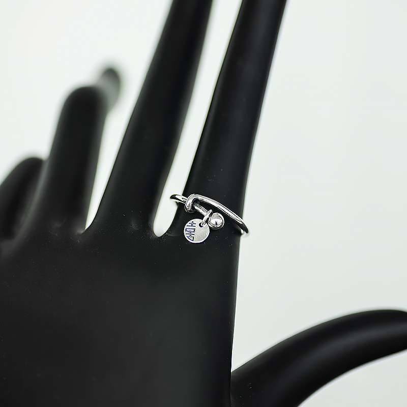 925 Sterling Silver Joy Character Round Pendant Adjustable Open Ring Vintage National Style Couple Gift for Celebrating Good News