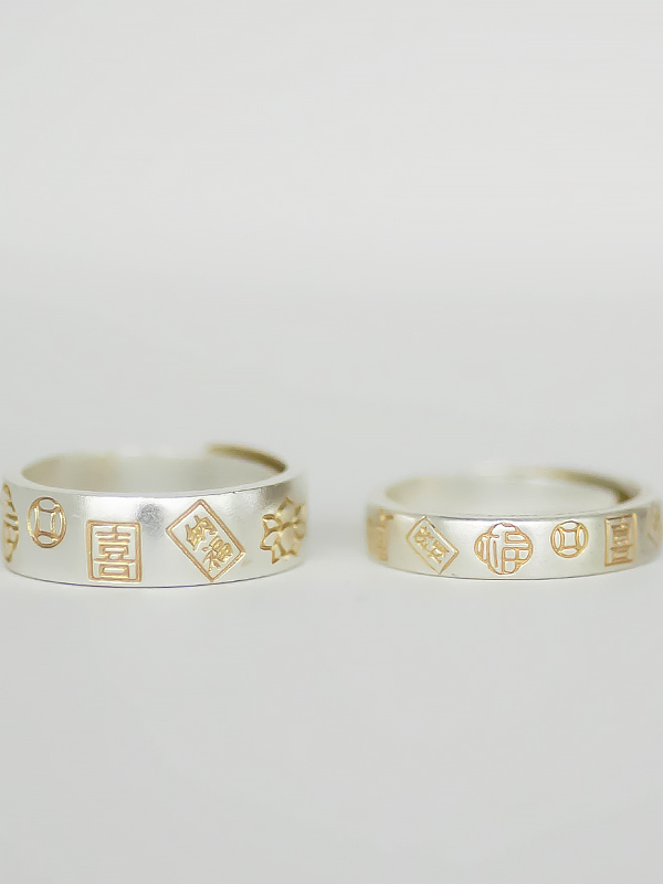 9999 Foot Silver Gold-Plated Open Wide Band Ring for Men and Women - Light Luxury Couple Jewelry 9999 Foot Silver Gold-Plated Open Wide Band Ring for Men and Women - Light Luxury Couple Jewelry