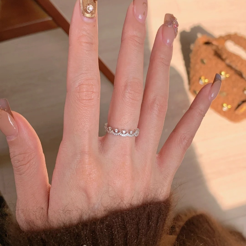 Adjustable Lace Hollow Five-Petal Flower Ring for Women - Japanese & Korean Style, Simple Versatile Design, Sweet Niche Jewelry Adjustable Lace Hollow Five-Petal Flower Ring for Women - Japanese & Korean Style, Simple Versatile Design, Sweet Niche Jewelry