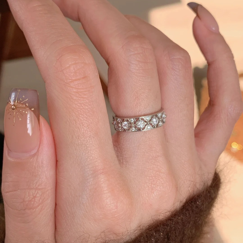 Adjustable Lace Hollow Five-Petal Flower Ring for Women - Japanese & Korean Style, Simple Versatile Design, Sweet Niche Jewelry Adjustable Lace Hollow Five-Petal Flower Ring for Women - Japanese & Korean Style, Simple Versatile Design, Sweet Niche Jewelry