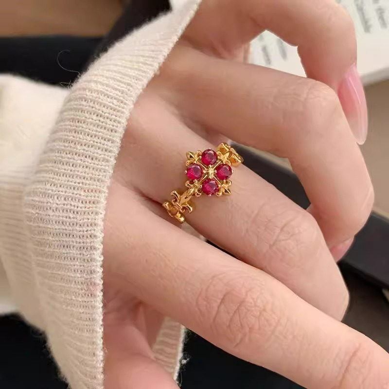 Adjustable Open Design Rose Pink Iris Flower Ring for Women - French Vintage Style Light Luxury Versatile Fashion Jewelry Adjustable Open Design Rose Pink Iris Flower Ring for Women - French Vintage Style Light Luxury Versatile Fashion Jewelry