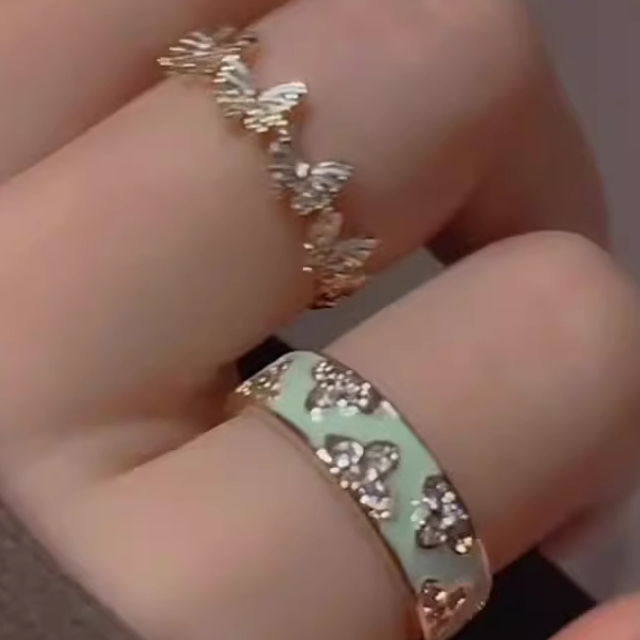 Adjustable Open Enamel Butterfly Ring for Women - High-End European American Design, Versatile 2025 Fashion Statement Adjustable Open Enamel Butterfly Ring for Women - High-End European American Design, Versatile 2025 Fashion Statement