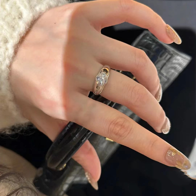 Adjustable Open Ring for Women with Sparkling Zircon, 2025 Versatile Fashion Accessory, Trendy Index Finger Ring