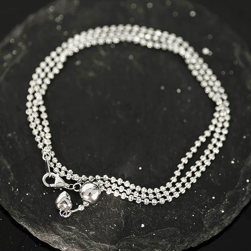 Adjustable Round Bead Chain Necklace with Car Flower Heart Design - Retro Silver Beads in Light Luxury Style