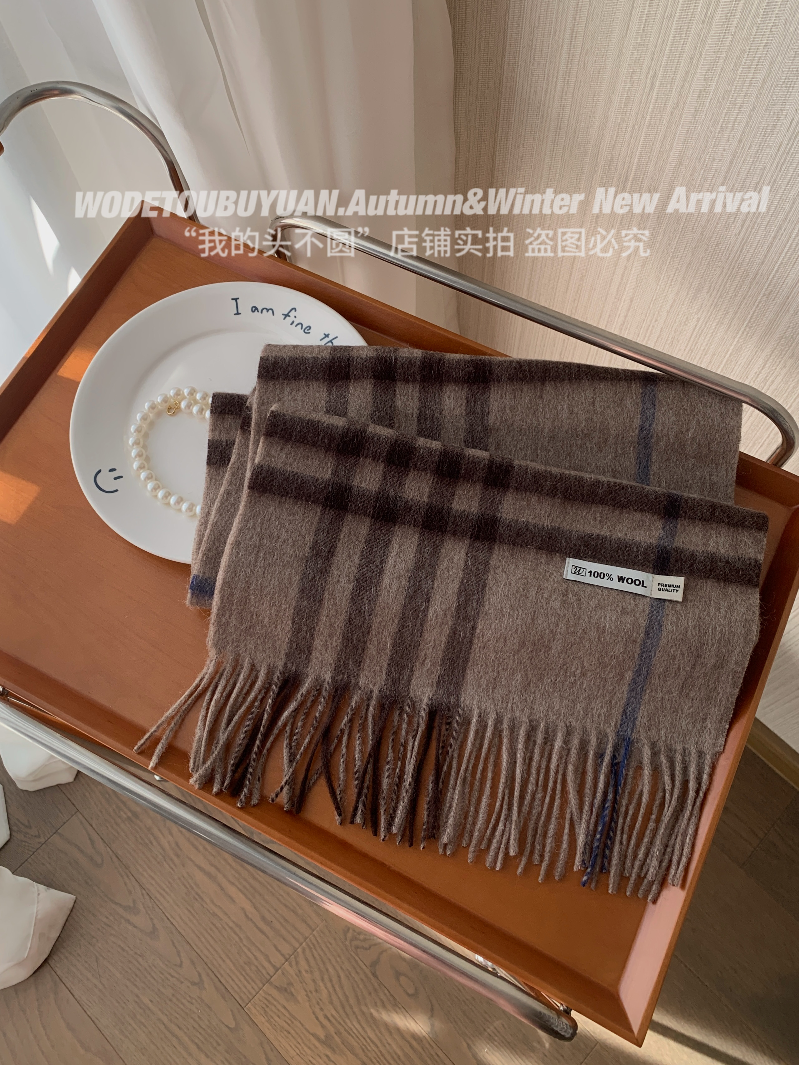 All-Wool Classic Plaid Scarf for Women - Winter Tassel Checkered Shawl & Neck Warmer - Cozy Fashion Accessory