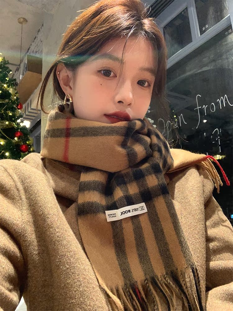 All-Wool Classic Plaid Scarf for Women - Winter Tassel Checkered Shawl & Neck Warmer - Cozy Fashion Accessory All-Wool Classic Plaid Scarf for Women - Winter Tassel Checkered Shawl & Neck Warmer - Cozy Fashion Accessory