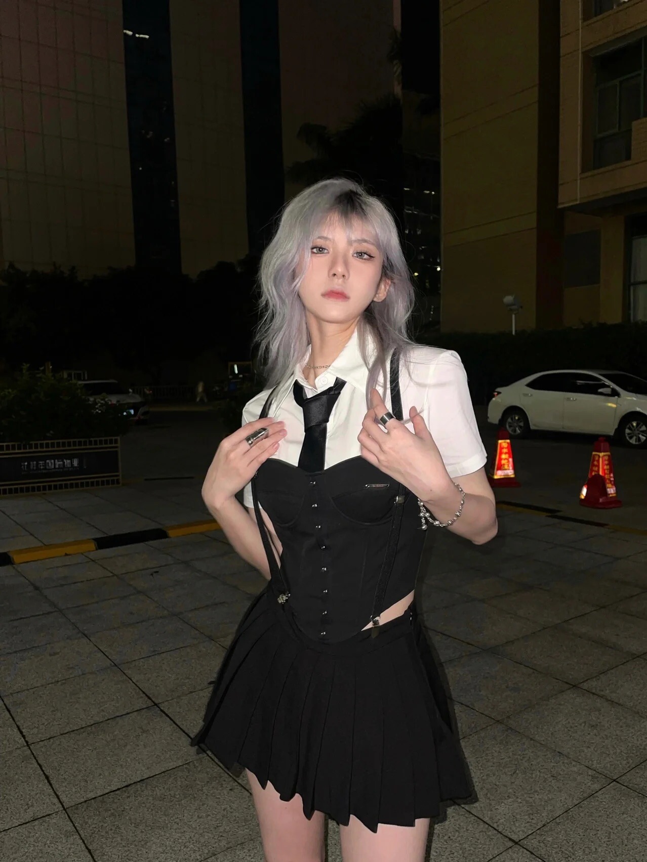 American College Style Sexy JK Uniform Set with Fishbone Waist-Cinching Shirt, Suspenders & Pleated Skirt - Trendy Women's 3-Piece Outfit American College Style Sexy JK Uniform Set with Fishbone Waist-Cinching Shirt, Suspenders & Pleated Skirt - Trendy Women's 3-Piece Outfit