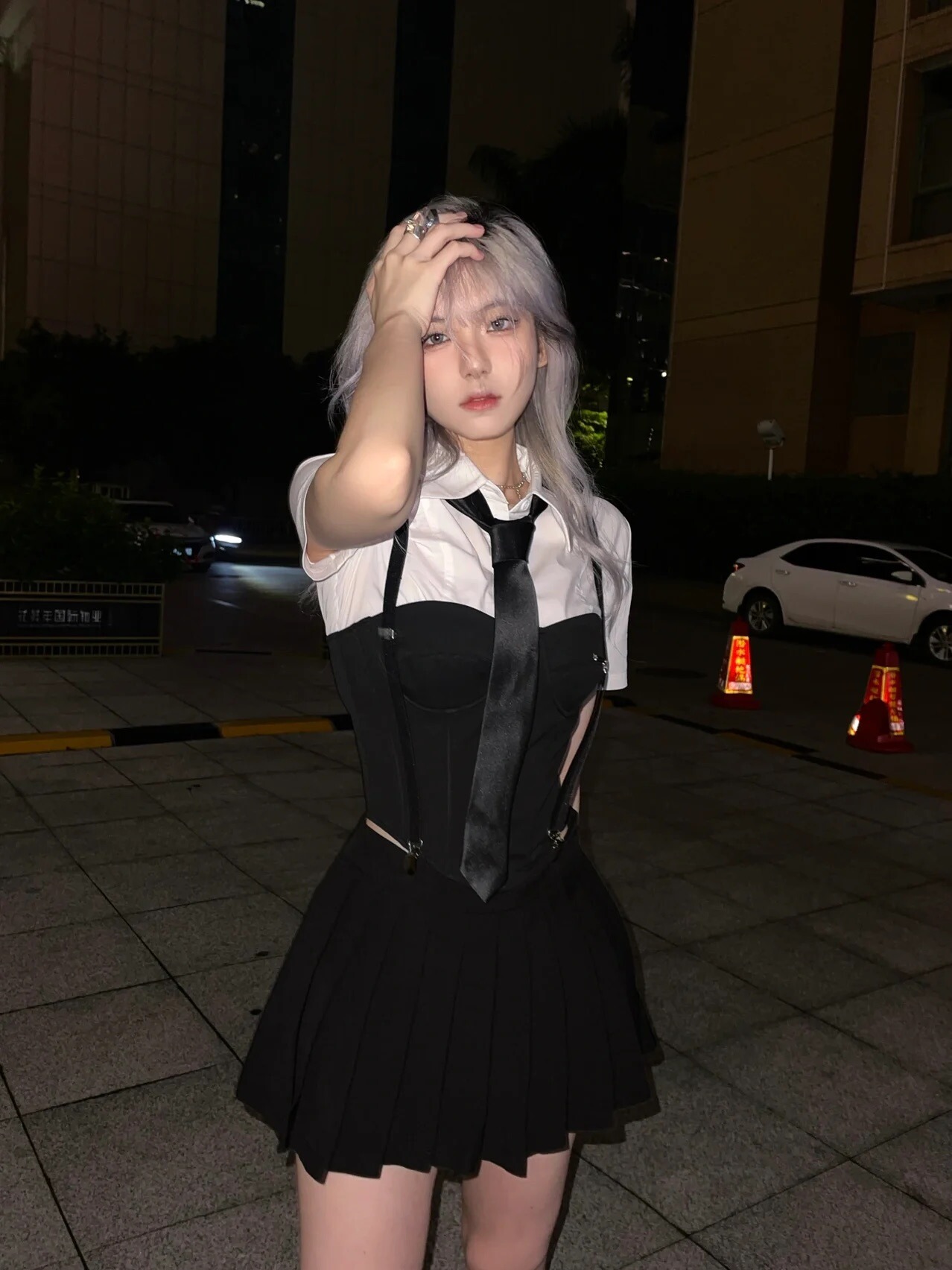 American College Style Sexy JK Uniform Set with Fishbone Waist-Cinching Shirt, Suspenders & Pleated Skirt - Trendy Women's 3-Piece Outfit American College Style Sexy JK Uniform Set with Fishbone Waist-Cinching Shirt, Suspenders & Pleated Skirt - Trendy Women's 3-Piece Outfit