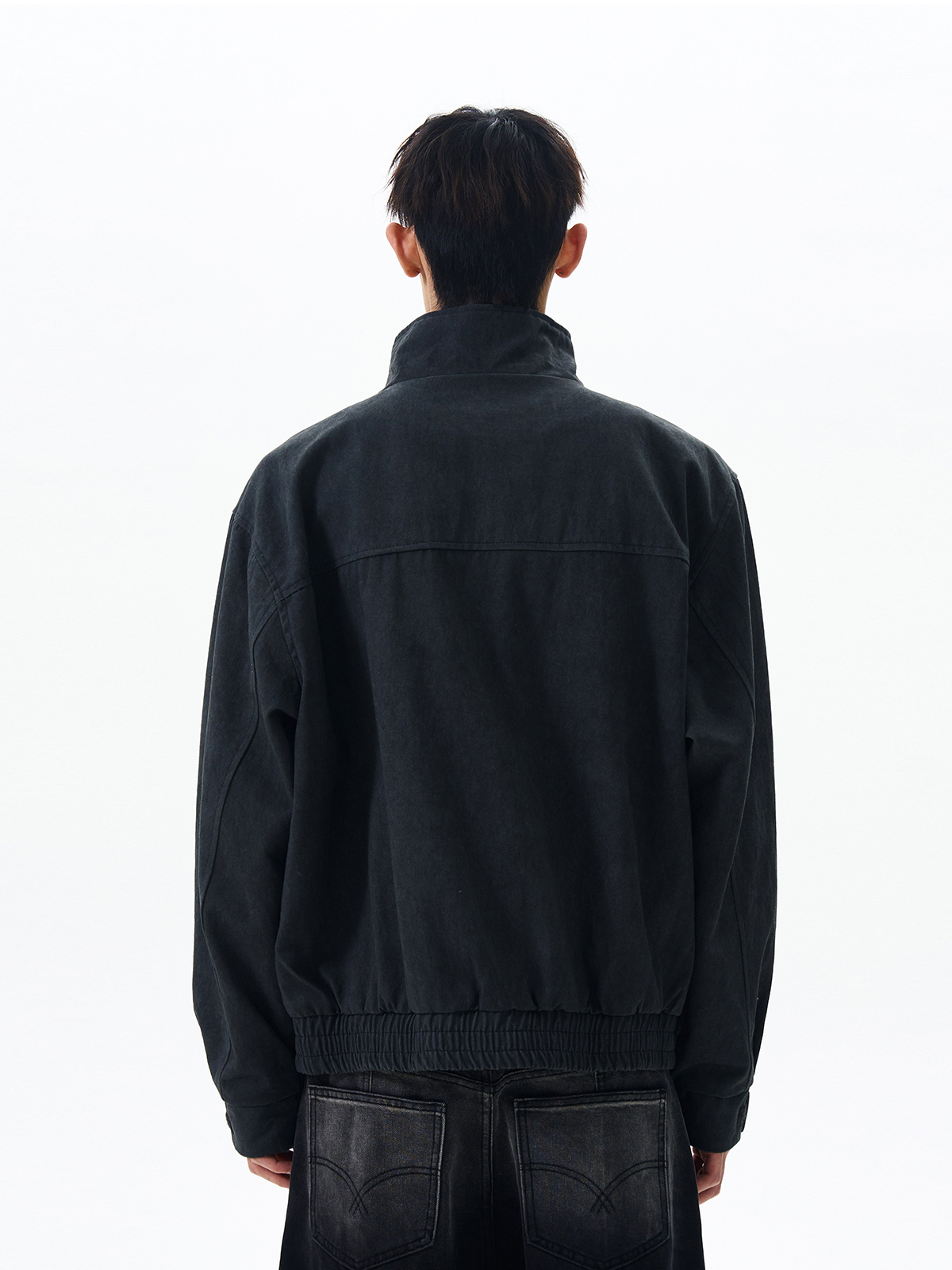 American Retro Barn-Style Distressed Stand-Collar Jacket - Trendy Cleanfit Short Silhouette Versatile Thin Outerwear American Retro Barn-Style Distressed Stand-Collar Jacket - Trendy Cleanfit Short Silhouette Versatile Thin Outerwear